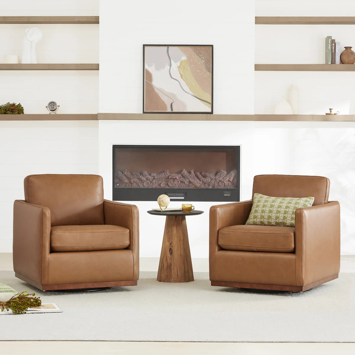 Benten Upholstered Swivel Armchair (Set of 2) | Wayfair North America