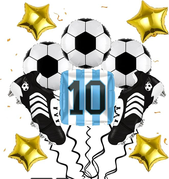 Soccer Balloons 10PCS Soccer Party Decorations Kit with Soccer Ball Foil Balloon, Number 10 Jerse... | Amazon (US)