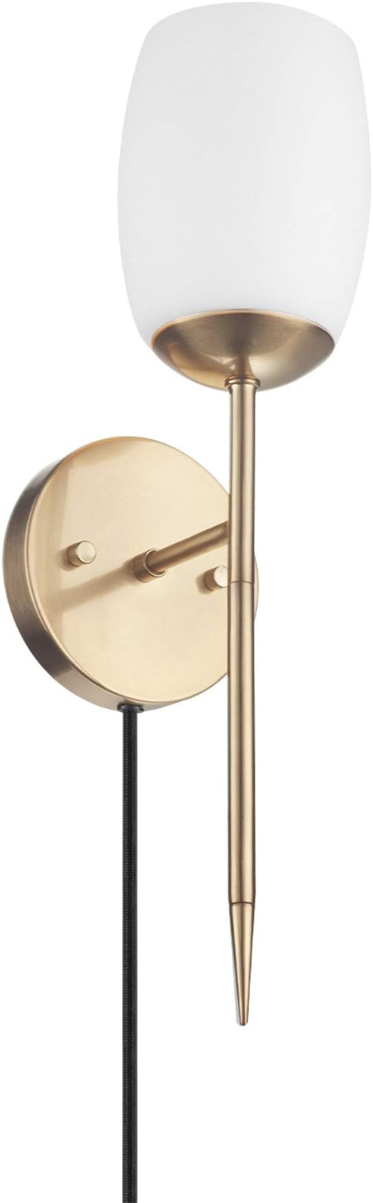 Globe Electric 51635 1-Light Plug-in or Hardwire Wall Sconce, Soft Matte Brass, Opal Glass Shade,... | Amazon (US)