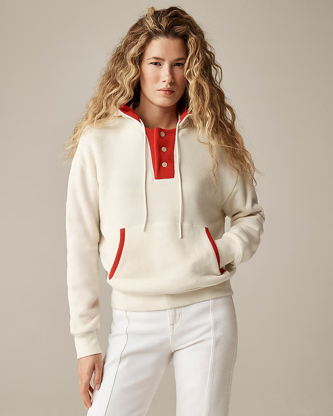 Heritage terry contrast-trim hoodie | J. Crew US