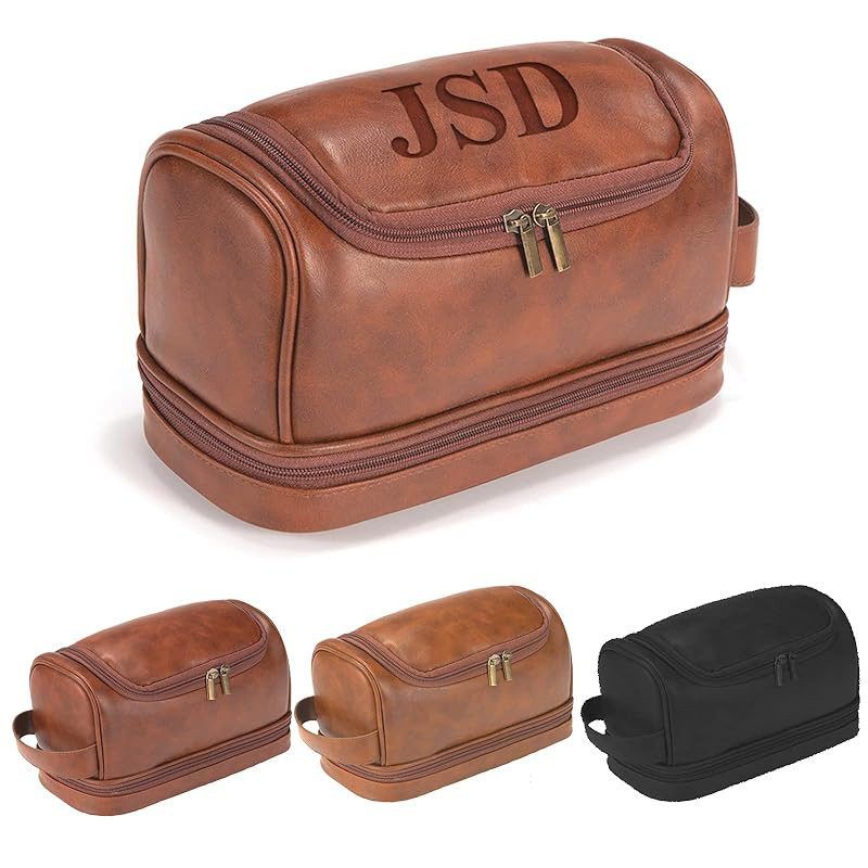 Personalized Toiletry Bag For Men, Husband, Boyfriend, Dad Large Capacity PU Leather Travel Dopp ... | Amazon (US)