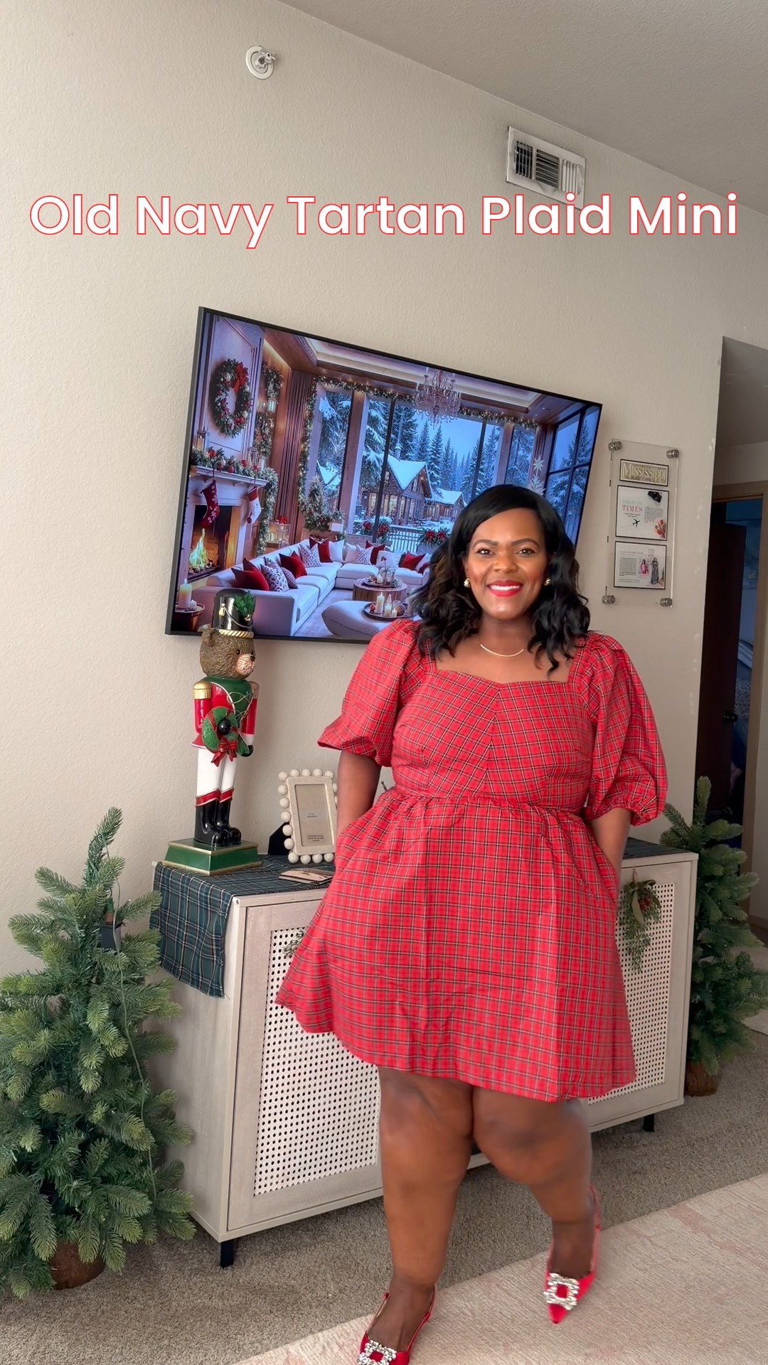 Budget friendly holiday Christmas dress from Old Navy. Has pockets and comes in another color print. Wearing the size large. 🎄🎄🎄🎄

#LTKPlusSize #LTKHoliday #LTKSaleAlert