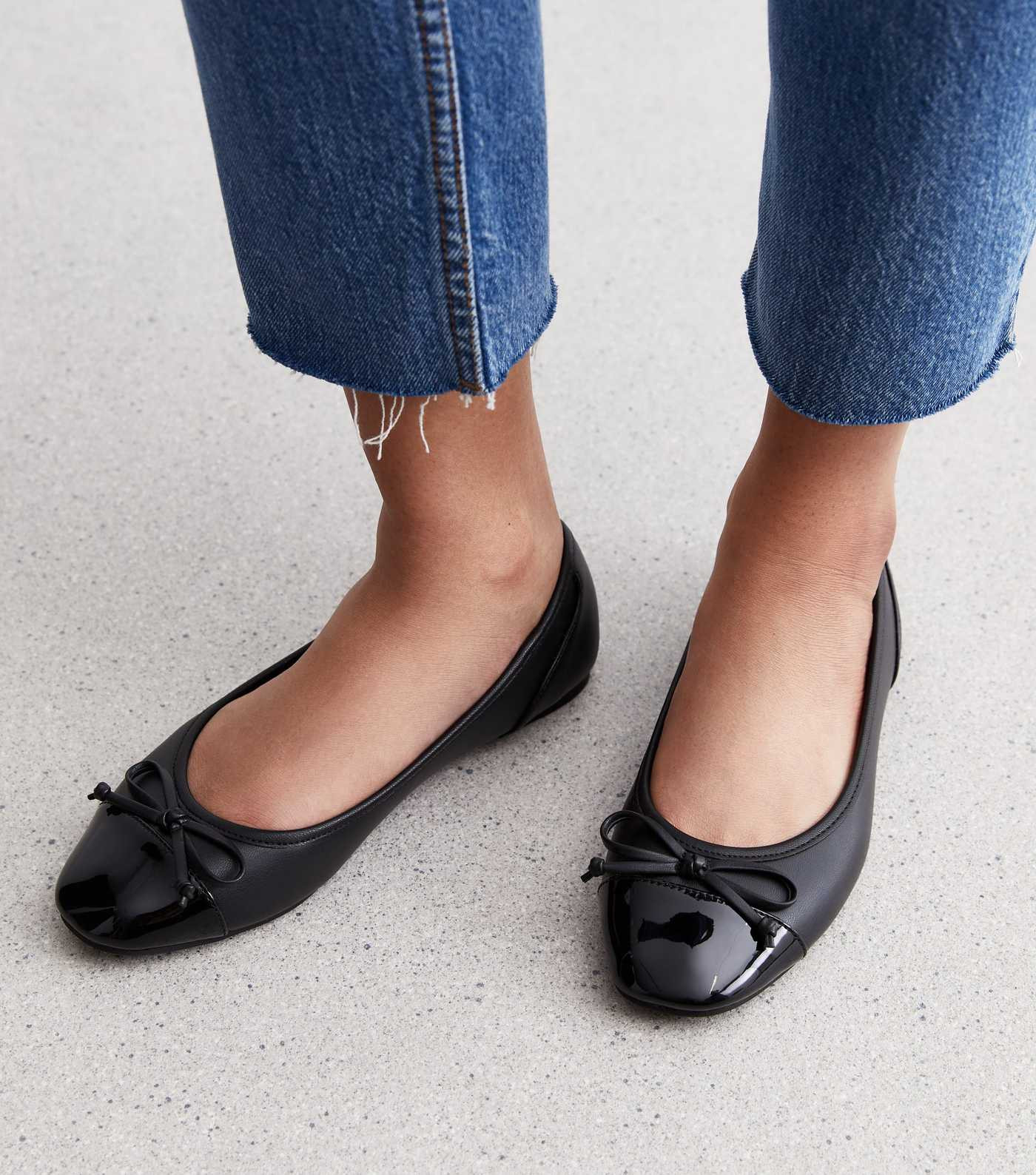 Black Patent Toe Ballerina Pumps | New Look | New Look (UK)