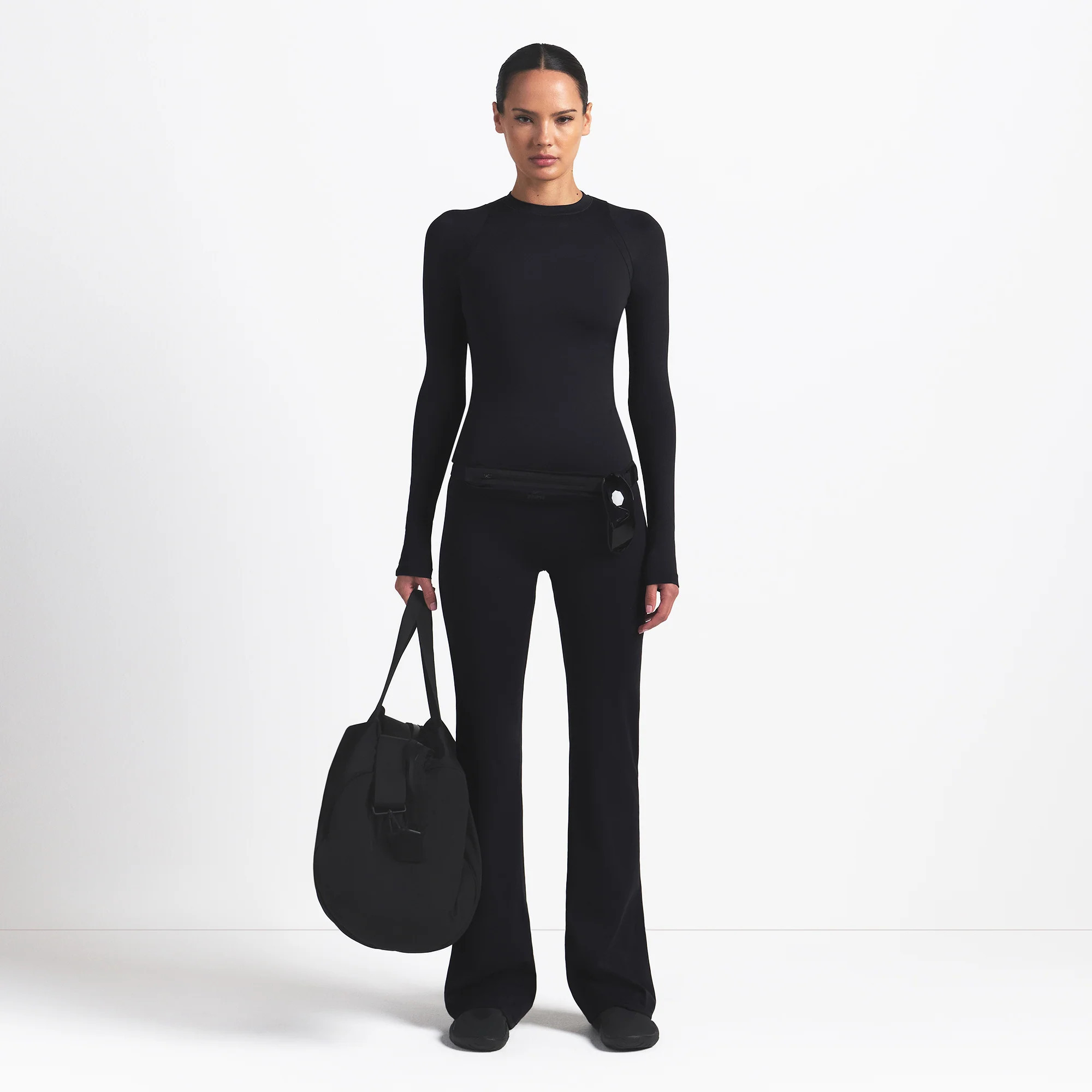 SKIMS Long Sleeve Crew Neck Top | Black | Small | NikeSKIMS Airy | SKIMS (US)
