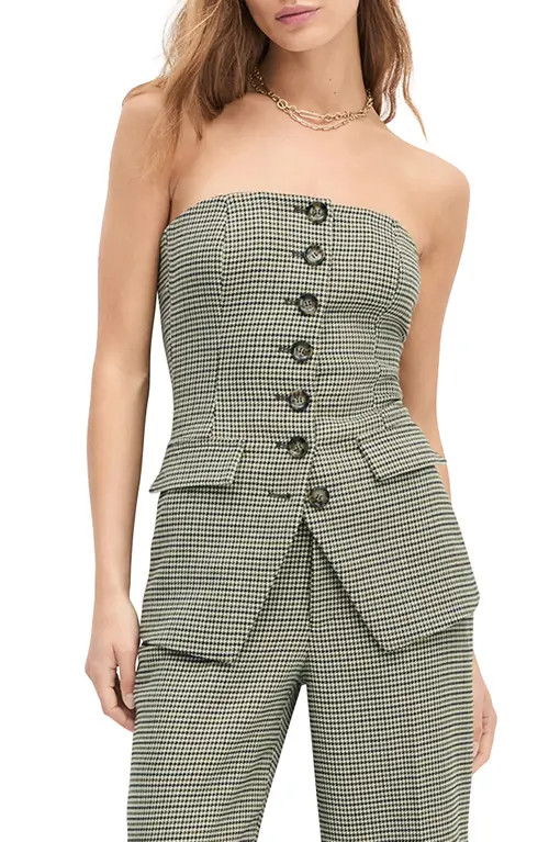 Favorite Daughter The Phoebe Bustier Top in Chesire Houndstooth at Nordstrom, Size 4 | Nordstrom