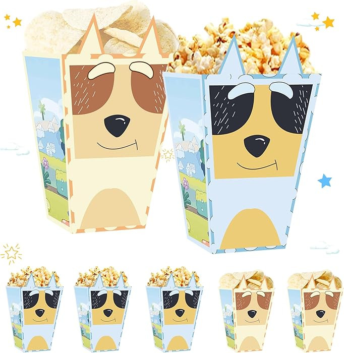 Cartoon Blue Dog Popcorn Boxes 20pcs Dog Family Birthday Decorations Snack Treat Boxes for Puppy ... | Amazon (US)