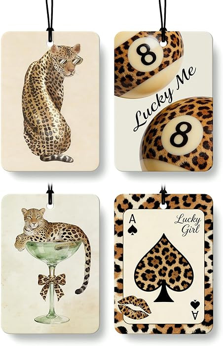 Preppy Leopard Print Orange Citrus Car Air Freshener 4pcs, Trendy Girly Y2k Cheetah 8 Ball Martin... | Amazon (US)