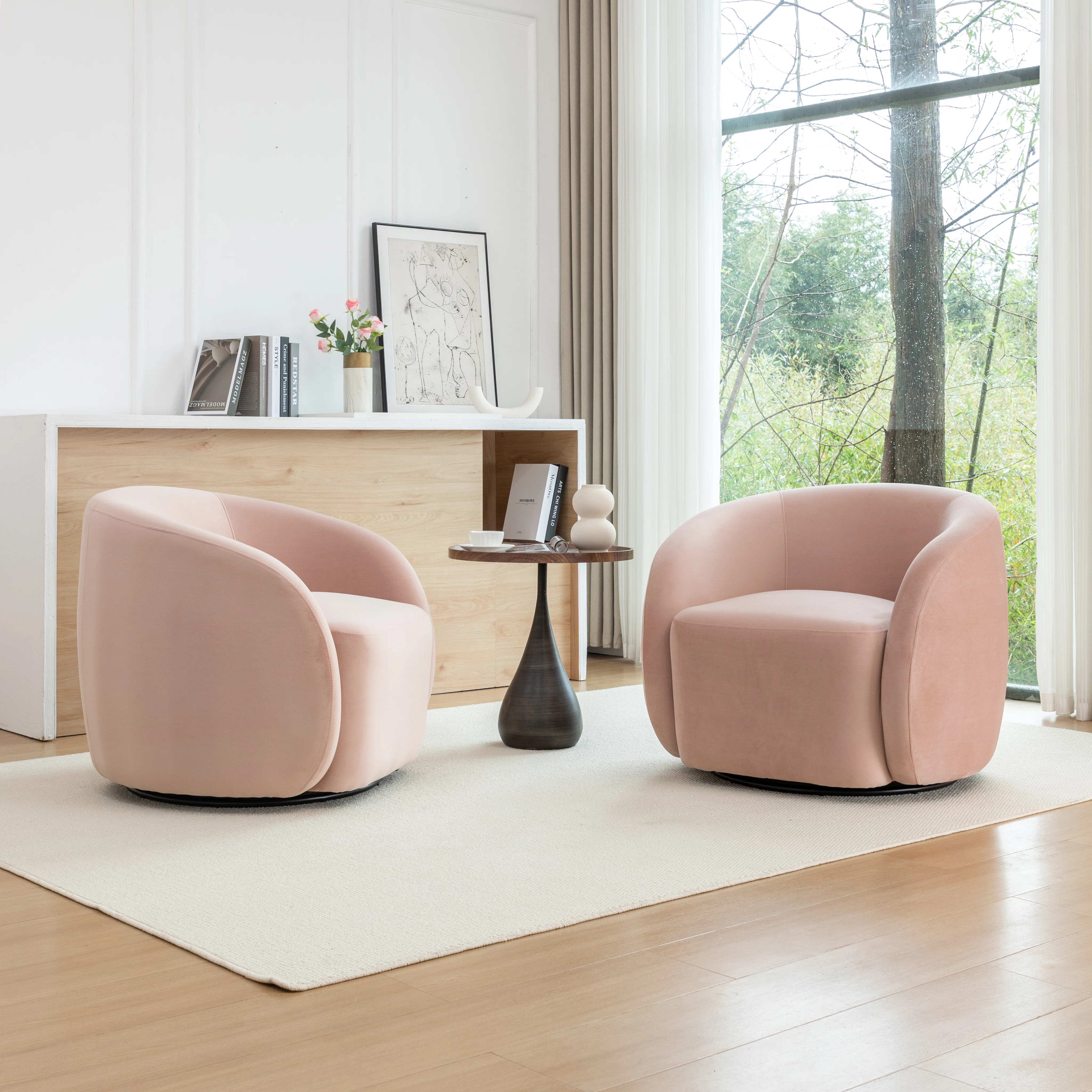 Arrun Velvet Swivel Barrel Chair (Set of 2) | Wayfair North America