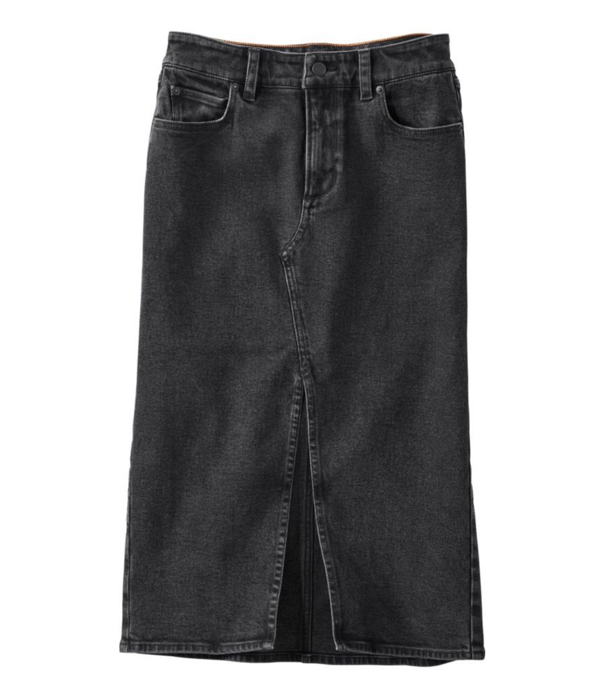 Women's Signature Heritage Denim Midi Skirt Washed Black 2, Cotton L. L.Bean | L.L. Bean