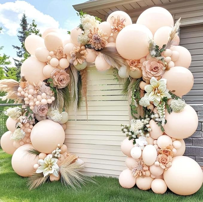 Double Stuffed Blush Balloons Different Sizes 18In 12In 5In Nude Balloon Garland Kit Pastel Cream... | Amazon (US)