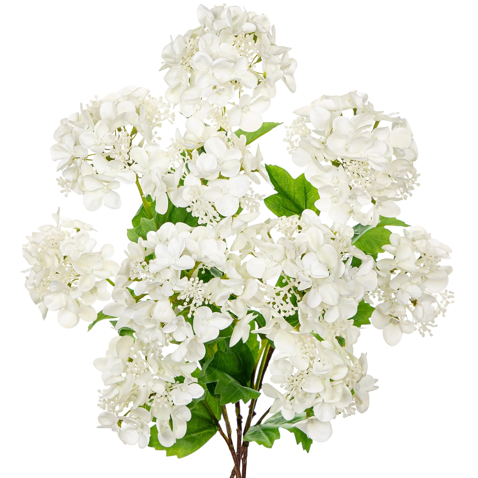 5 pcs Hydrangea Artificial Flowers 19"Real Touch 2 Flower Heads Faux Hydrangeas Realistic Silk Wh... | Walmart (US)