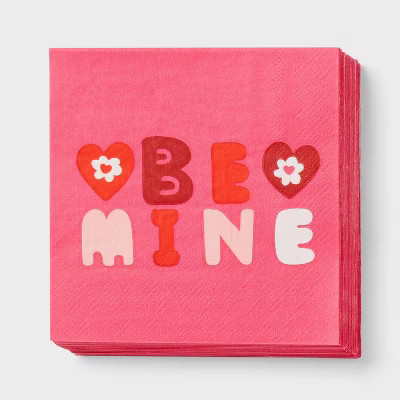 30ct 'Be Mine' Valentine's Day Disposable Beverage Napkins Pink - Spritz™ | Target