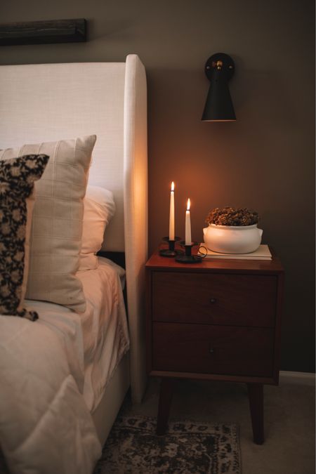 Bedroom decor, neutral bedroom ideas, fall decor, fall trends, fall bedroom ideas, sconce lights, bedroom wall lights, candle stick holders, white vase, fall florals, fall stems, white bed frame, throw pillows, wooden nightstand, Amazon finds, Target finds, Target decor, Target bedding, Casaluna bedding, Wayfair finds 

#LTKunder50 #LTKSeasonal #LTKhome
