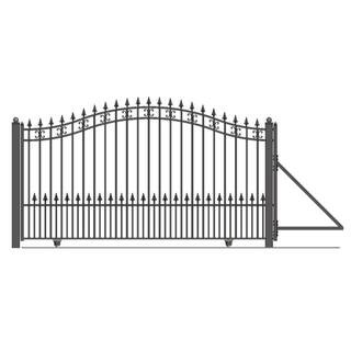 St. Louis 14 ft. W x 6 ft. H Black Steel Single Slide Driveway with Gate Opener Fence Gate | The Home Depot