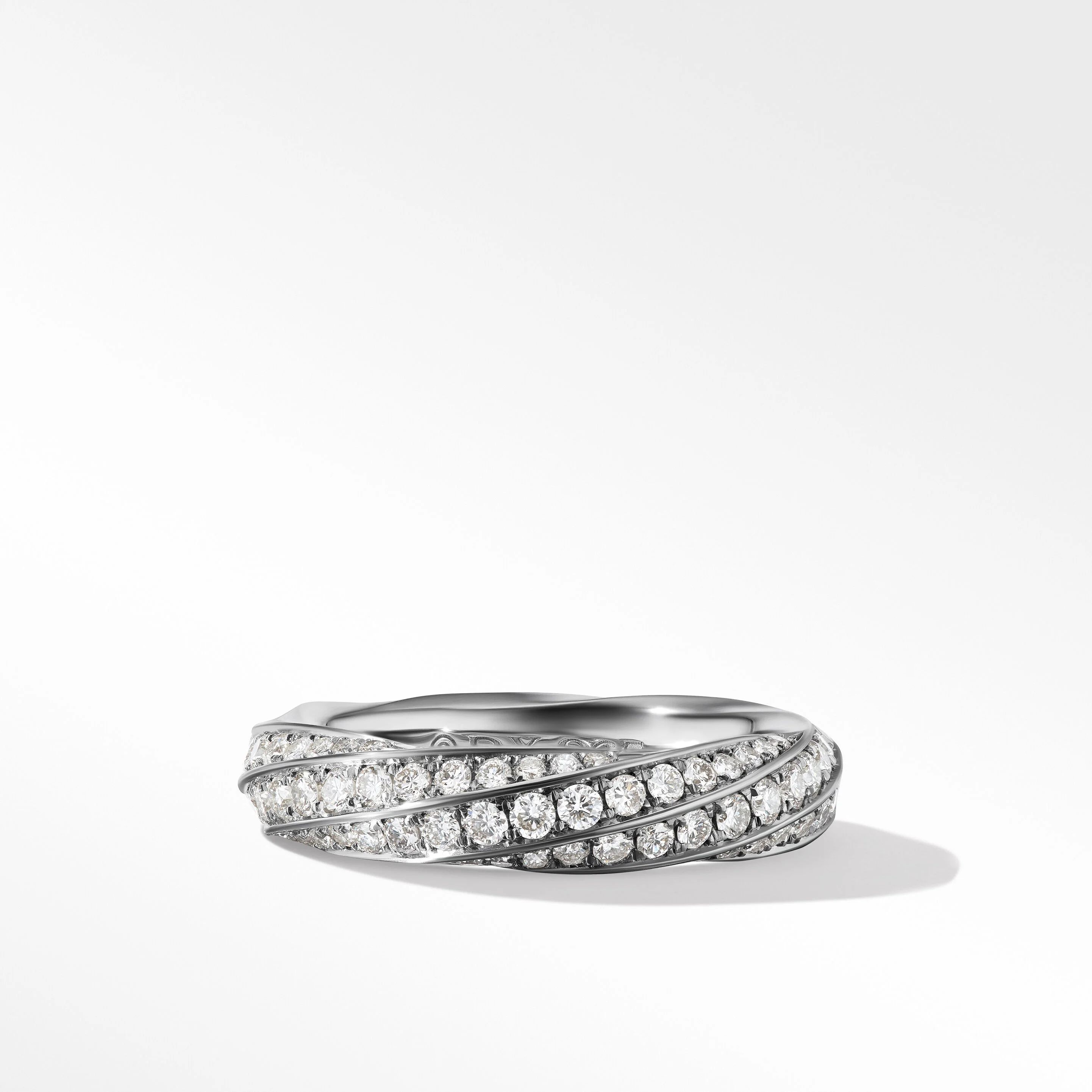 Cable Edge® Band Ring in Sterling Silver with Pavé Diamonds | David Yurman