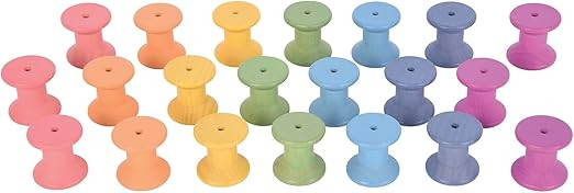 TickiT Rainbow Wooden Spools - Set of 21 - Assorted Colors - Loose Parts Wooden Toy for Babies an... | Amazon (US)