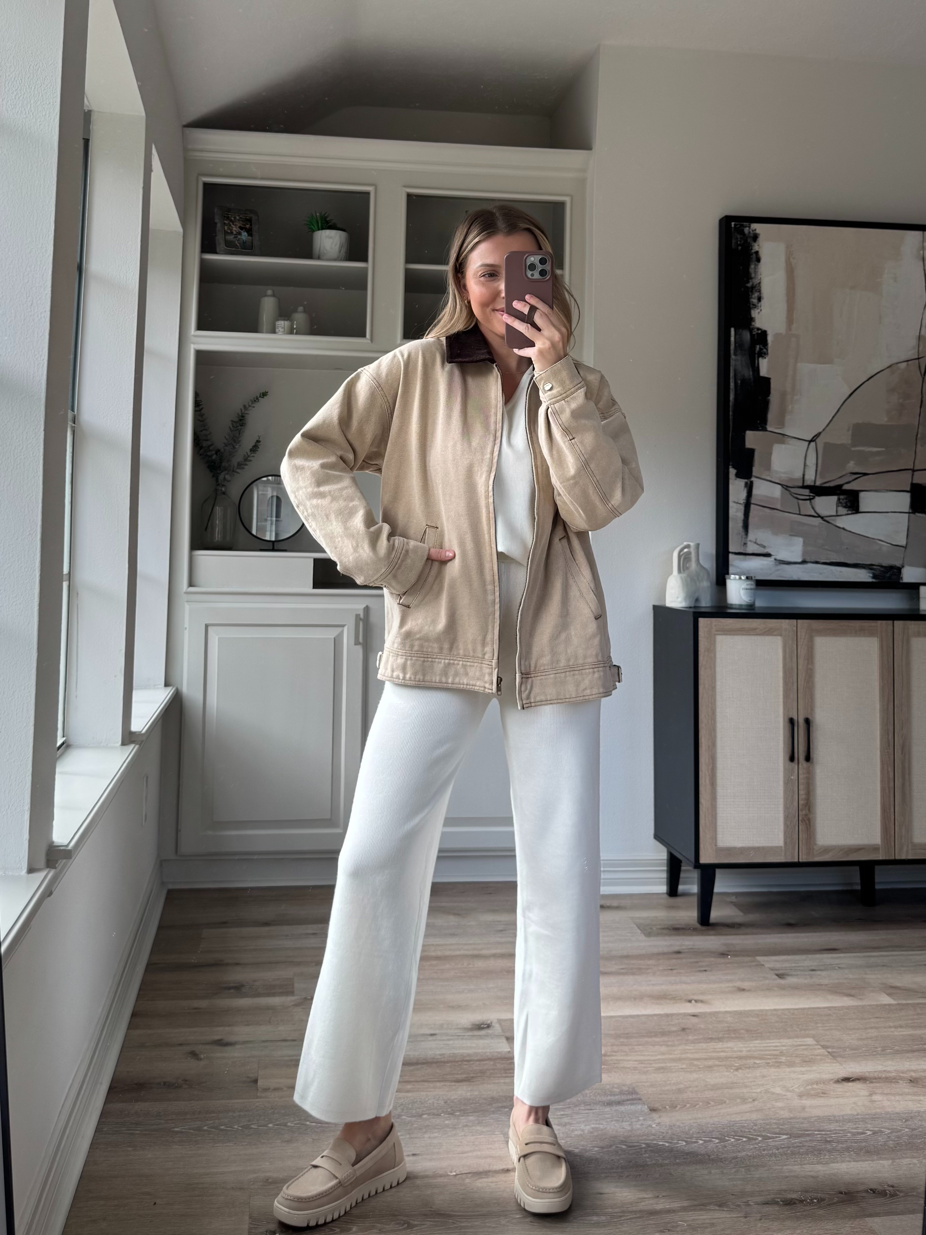 Cute and cozy fall outfit inspo | Wearing M in sweater set + S in canvas barn jacket. 

 

#LTKSeasonal #LTKFindsUnder50 #LTKFindsUnder100