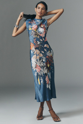 Maeve Mock-Neck Midi Slip Dress | Anthropologie (US)