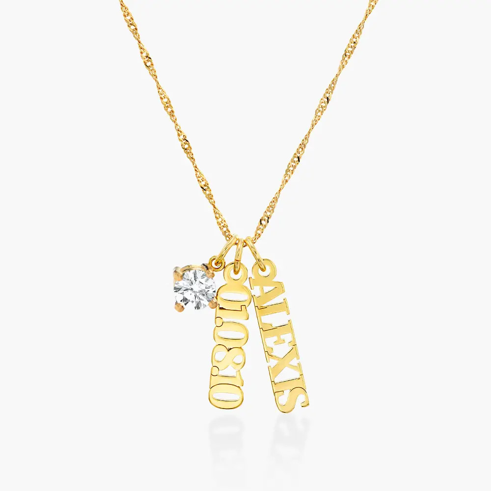 Singapore Chain Name Necklace With 1ct Diamond- Gold Vermeil | Oak & Luna (US)