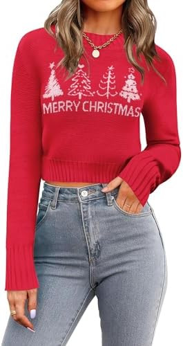 Zeagoo Women's 2025 Fall Crewneck Cropped Sweater Trendy Long Sleeve Ribbed Knit Pullover Jumper ... | Amazon (US)