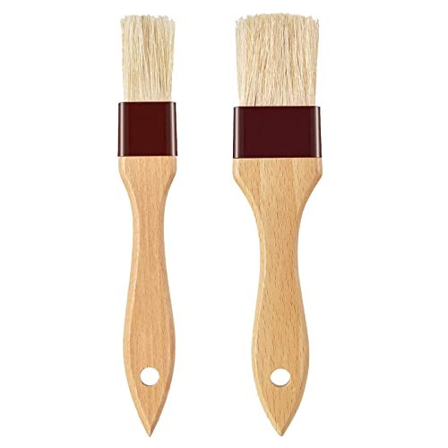Pastry Brush-Basting Brush for Cooking,2 Pc Boar Bristles Food Brush for BBQ,Beech Wooden Handle Butter Brush for Baking/Spreading Marinade/Sauce/Oil/Egg/Kitchen Brushes for Cooking(1 &1 1/2 inch) | Amazon (US)
