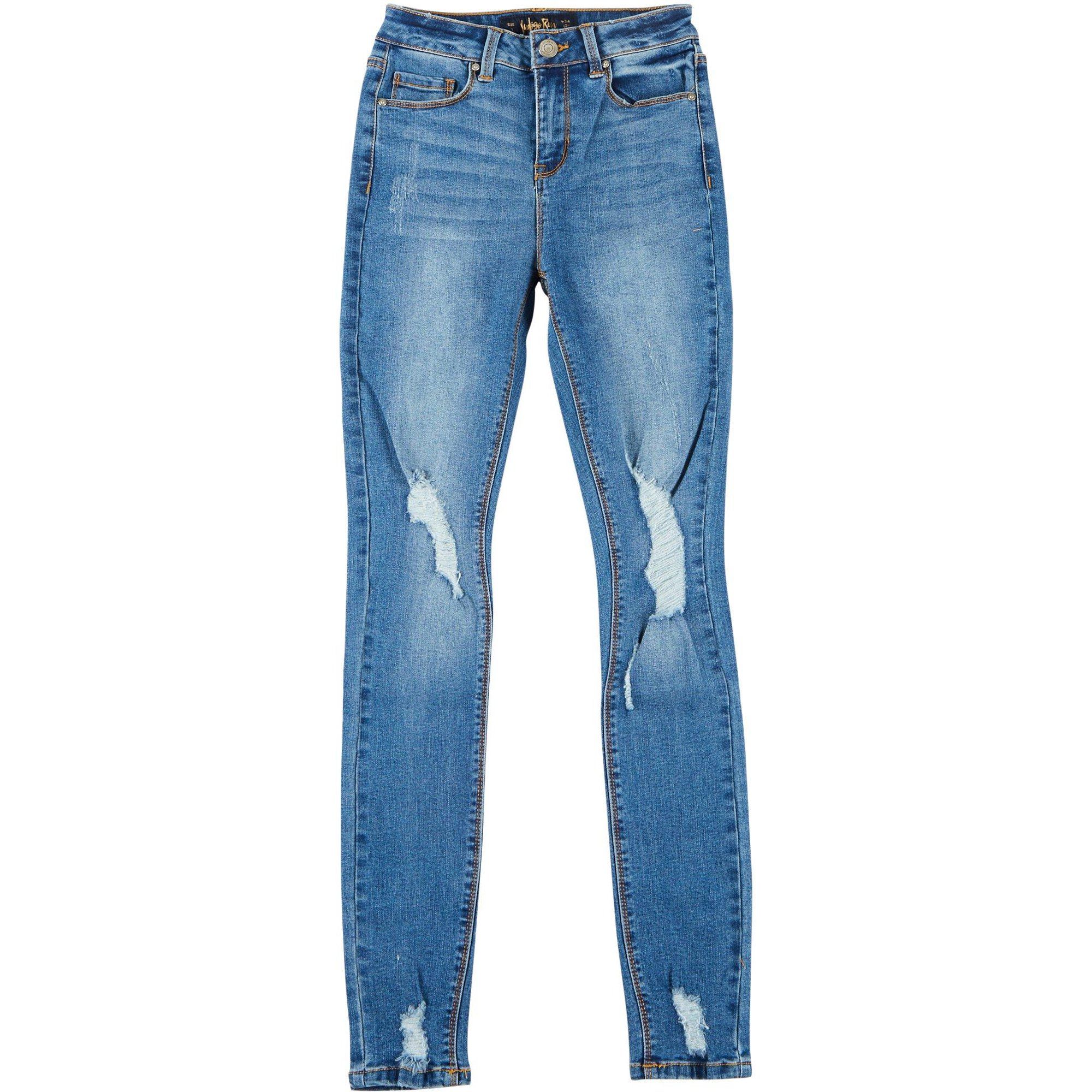 Indigo Rein Juniors Single Button Distressed Jeans | Walmart (US)