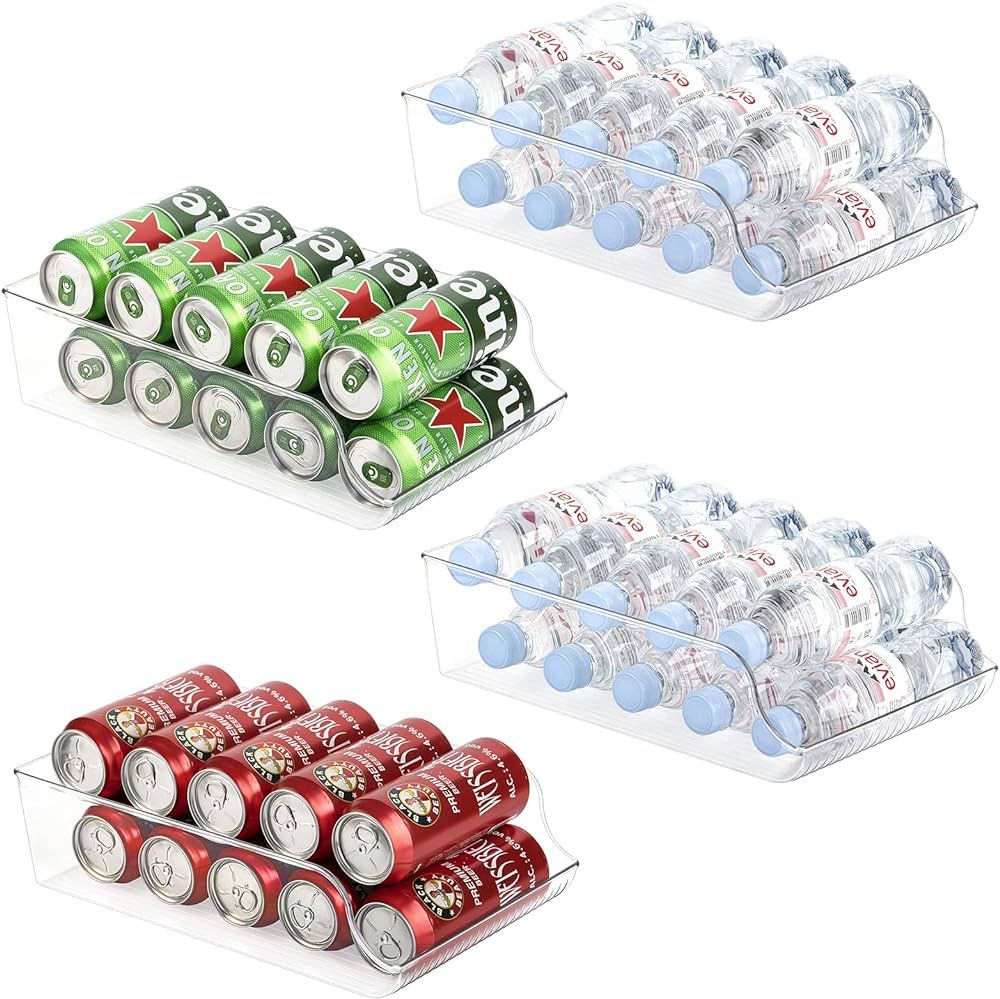 4 Pack Wide Water Bottle Storage Organizer, Soda Can Holder and Dispenser for Cabinets, Pantry, R... | Amazon (US)