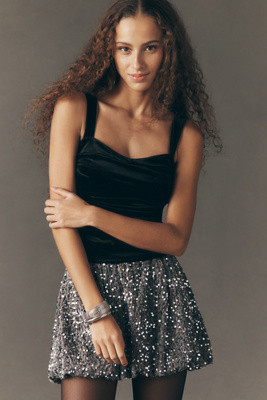 Avec Les Filles Sequin Bubble-Hem Mini Skirt | Anthropologie (US)