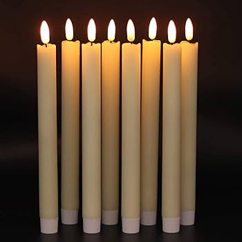 GenSwin Flameless Ivory Taper Candles Flickering with 10-Key Remote, Battery Operated Led Warm 3D... | Amazon (US)
