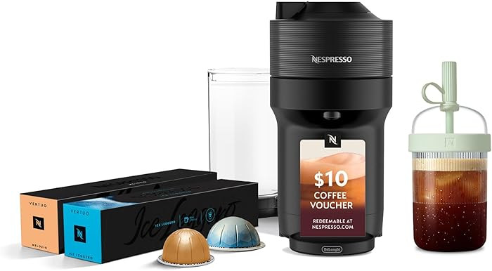 Nespresso Vertuo Pop+ Cold Value Added Bundle by De'Longhi, Liquorice Black | Amazon (US)