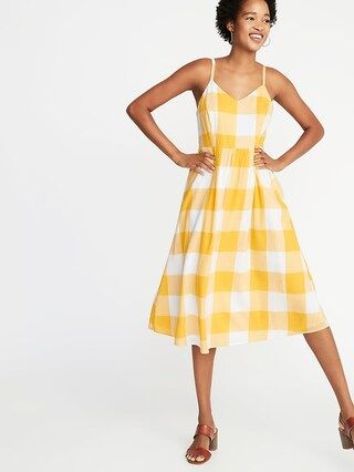 Fit & Flare Gingham Cami Midi Dress for Women | Old Navy US