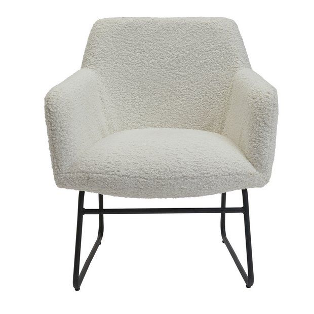 Habitat Cyrus Boucle Sleigh Chair - White934/6772 | argos.co.uk