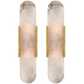 Natural Alabaster Wall Sconces Set of 2 Marble Wall Lamp Bathroom Vanity Light Fixtures Alabaster... | Amazon (US)