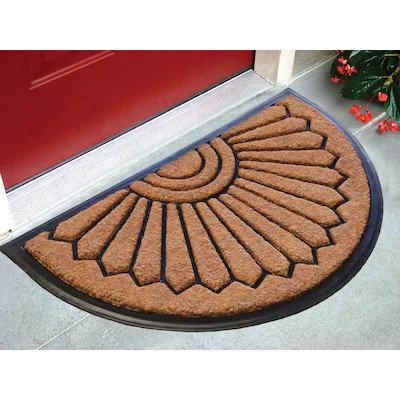 allen + roth 2-ft x 3-ft Natural/Black Half-round Indoor Door Mat | Lowe's