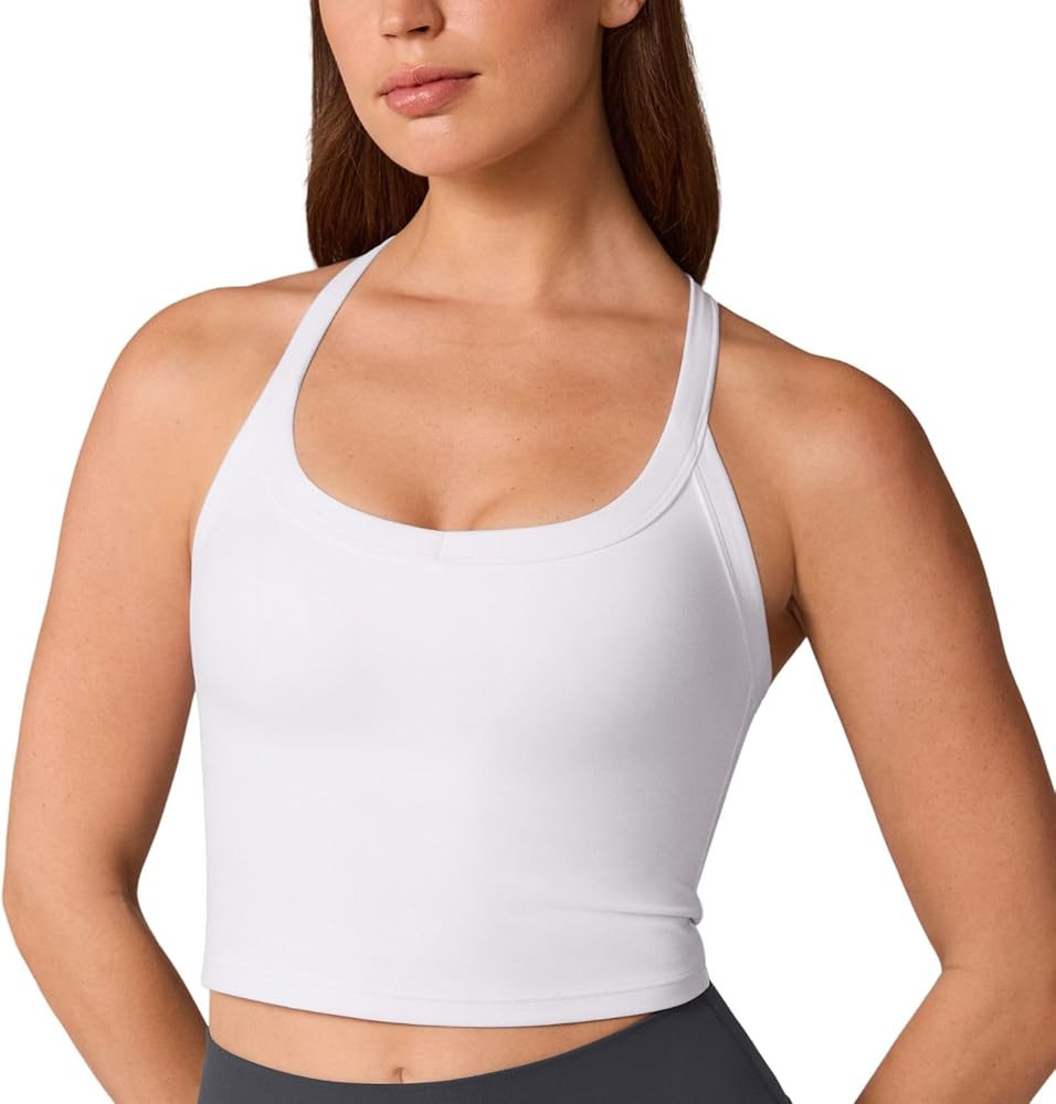 UNISSU Hugcurve Racerback Longline Sports Bra for Women Scoop Neck with Built in Bra Yoga Tank Cr... | Amazon (US)