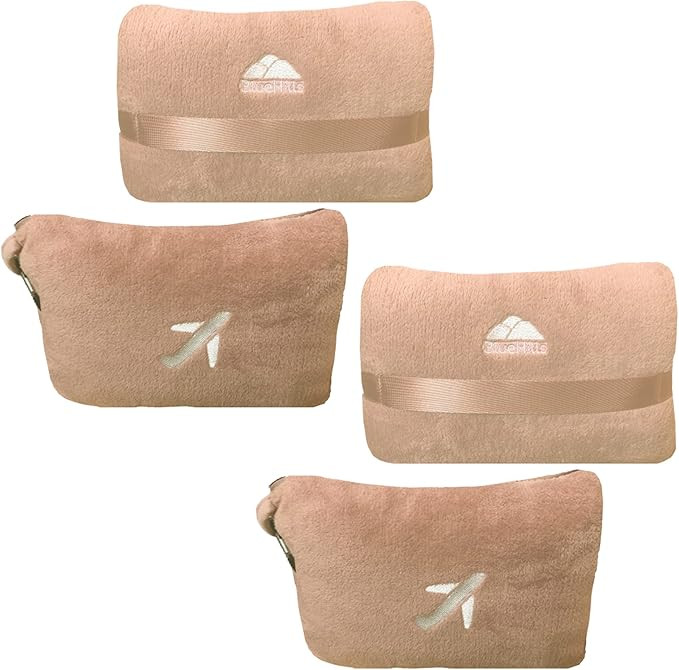 BlueHills 2-Pack Mini Premium Soft Plush Travel Blanket Pillow Airplane Essentials for Two in bag... | Amazon (US)