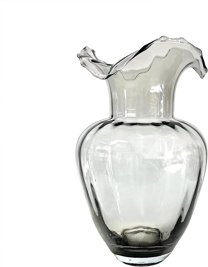BUICCE Elegant Large Grey Glass Decorative Vase for Artificial Flower Farmhouse Living Room Decor | Amazon (US)