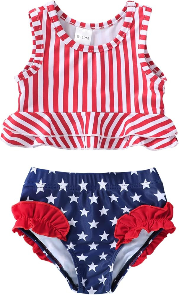 YOUNGER TREE Toddler Baby Girls Summer Swimsuit Sleeveless Striped Swimwear Two-Piece Suit Beach ... | Amazon (US)