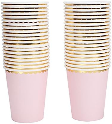 Geeklife Gold Paper Cups with Metallic Gold Border Disposable Paper Cups 9oz for Wedding ,Party a... | Amazon (US)