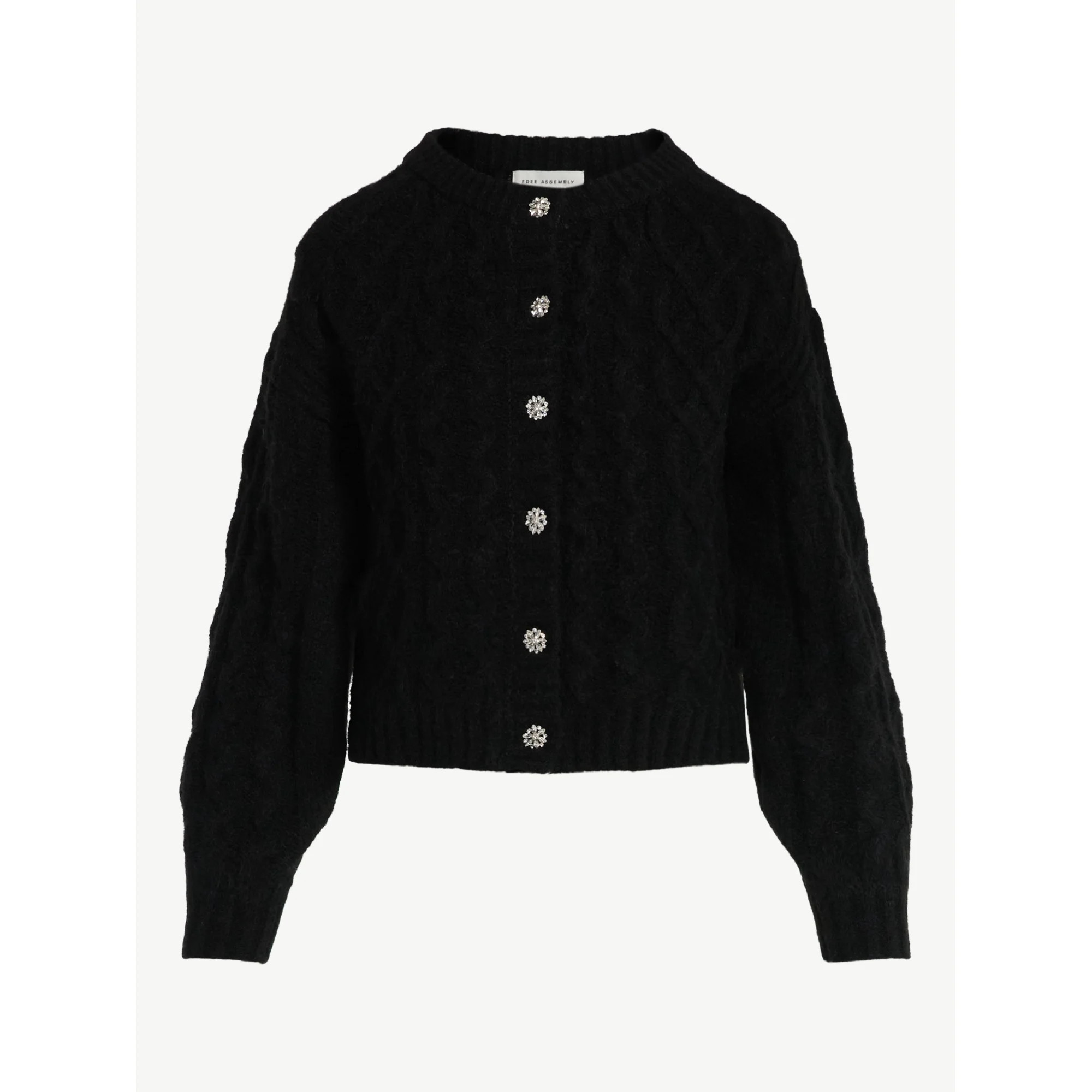 Free Assembly Women's and Women's Plus Cropped Cable Cardigan Sweater, Midweight, Sizes XS-4X | Walmart (US)