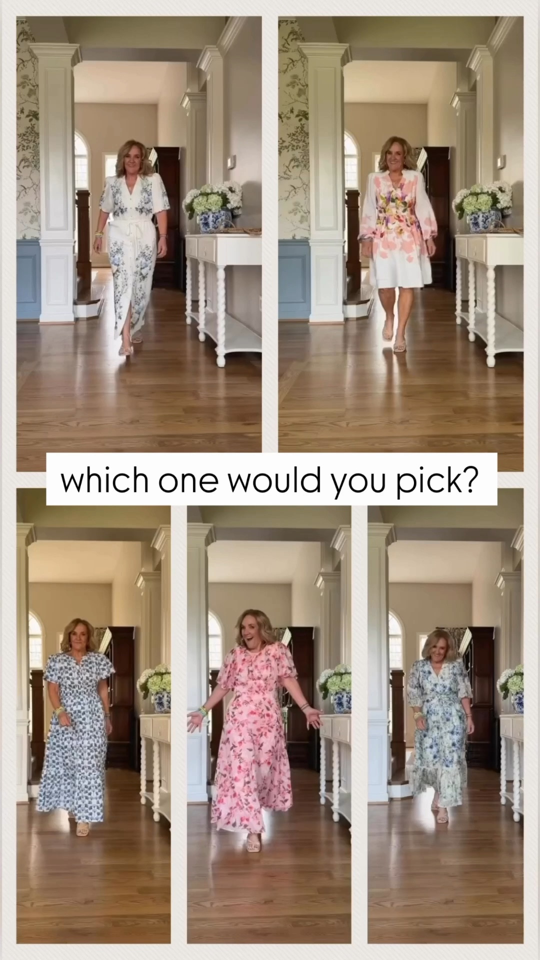 Dresses I’m wearing my regular size 8 or medium in all. The blue maxi is a medium petite. 
The dress I’m wearing is anthro and true to size. Medium in cardigan 
20% off my bracelet stack code NANETTE20

#LTKOver40 #LTKPetite #LTKSaleAlert