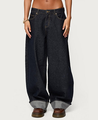 Edikted Women's Kella Extra Oversized Low Rise Jeans - Macy's | Macy's