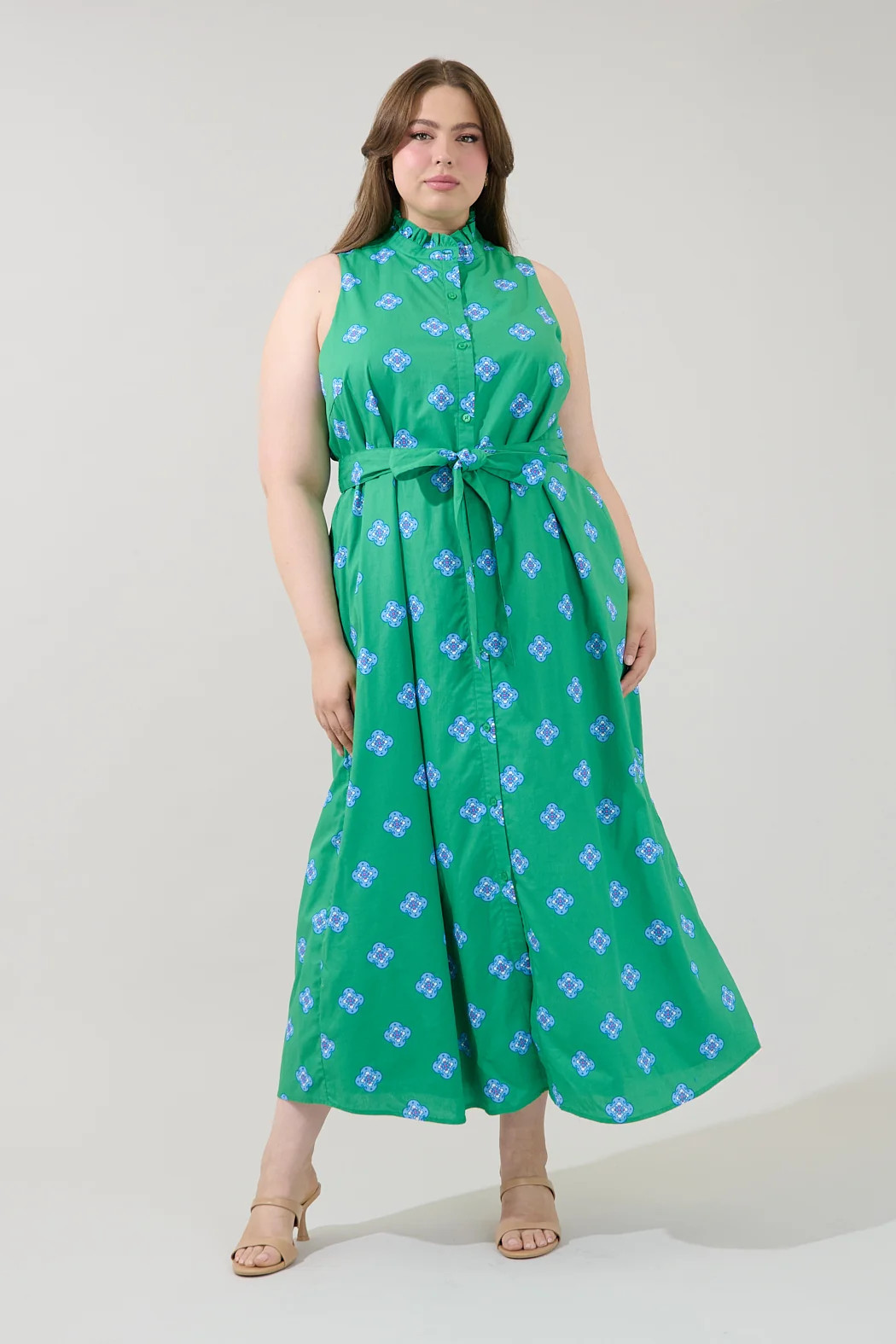 Gerlia Button Down Maxi Dress Medallion Curve | Sugarlips