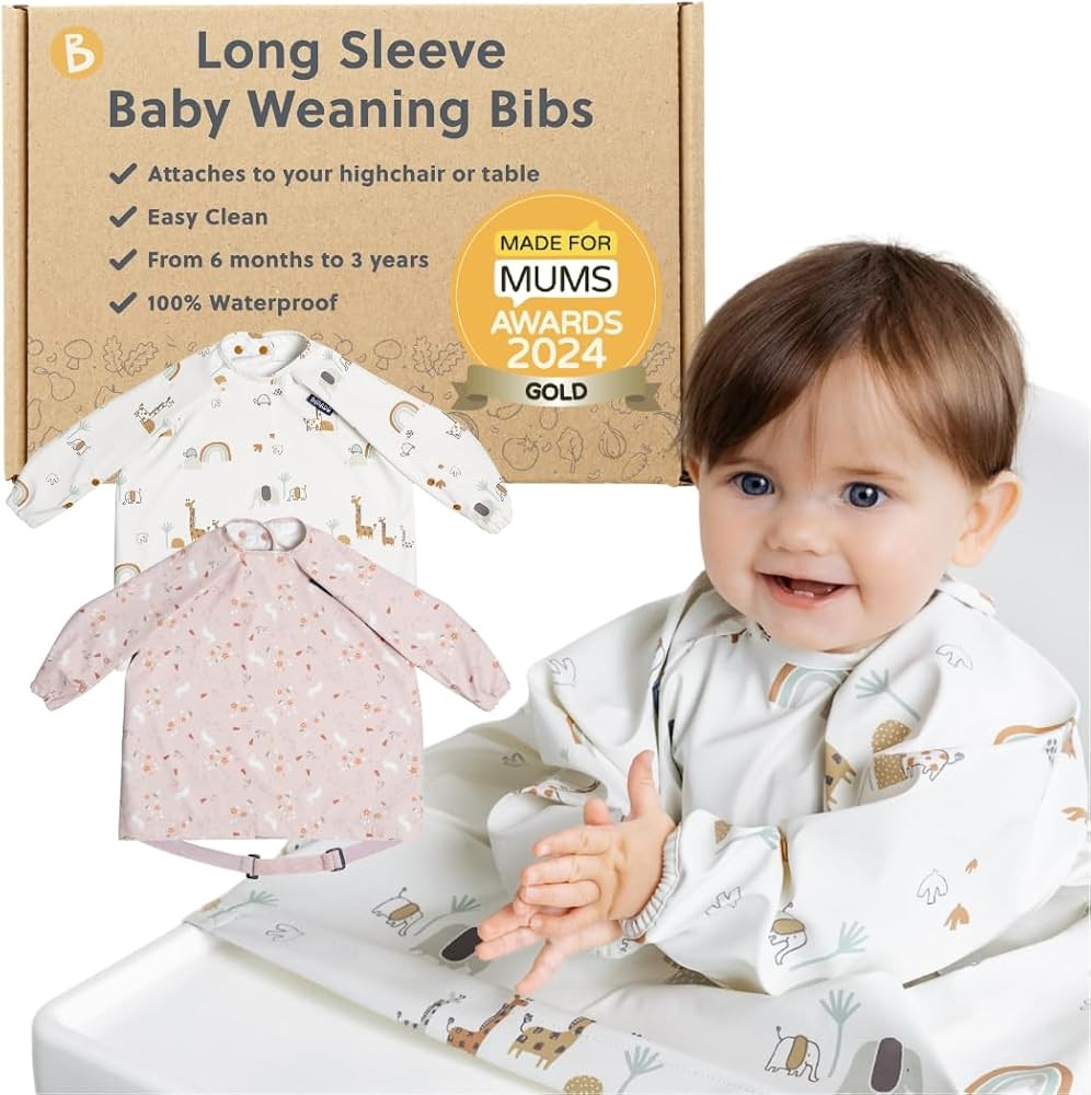 BIBaDO - Long Sleeve Baby Bibs - Babies & Toddlers 6-36 Months - Coverall Baby Led Weaning Bib - ... | Amazon (US)