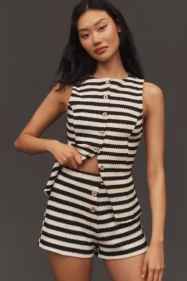 Maeve Retro Striped Knit Shorts | Anthropologie (US)