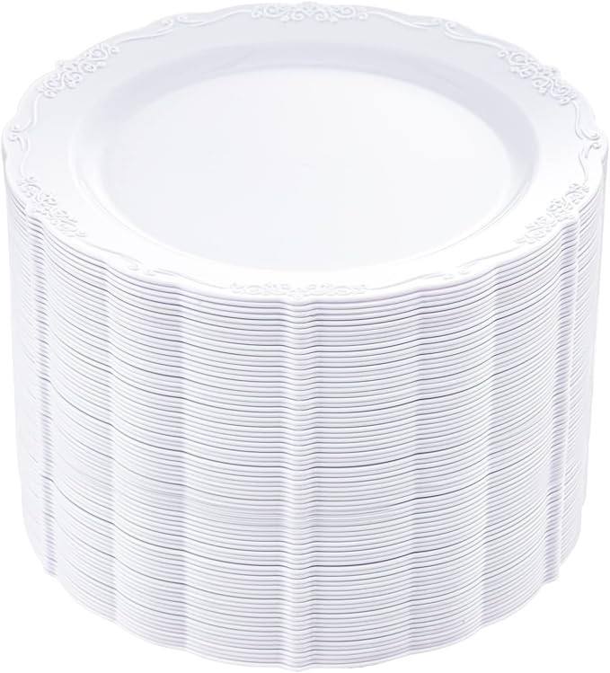 DaYammi 60PCS Christmas White Plastic Plates, Heavy Duty White Disposable Plates Premium 7.5inch ... | Amazon (US)