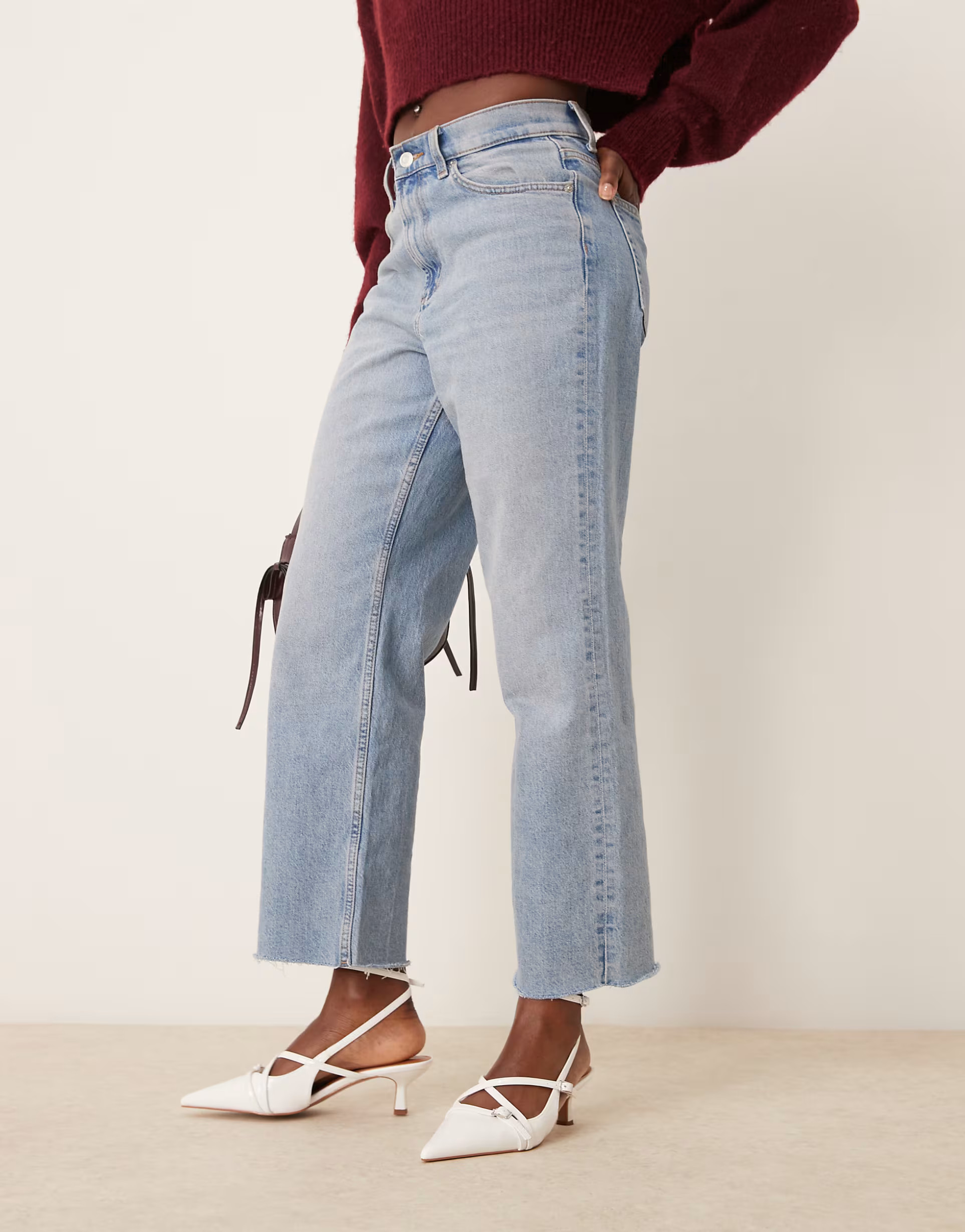 ASOS DESIGN - Scottie - Chaussures à talon mi-haut et détail boucle - Blanc cassé | ASOS (Global)