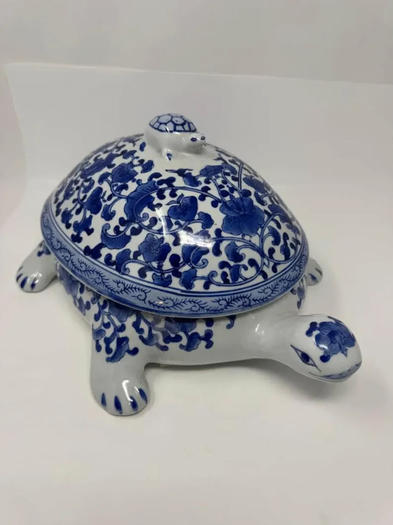 Vintage Bombay Co Large Blue and White Chinoiserie Ceramic Turtle Tureen-decoration Only - Etsy | Etsy (Global)