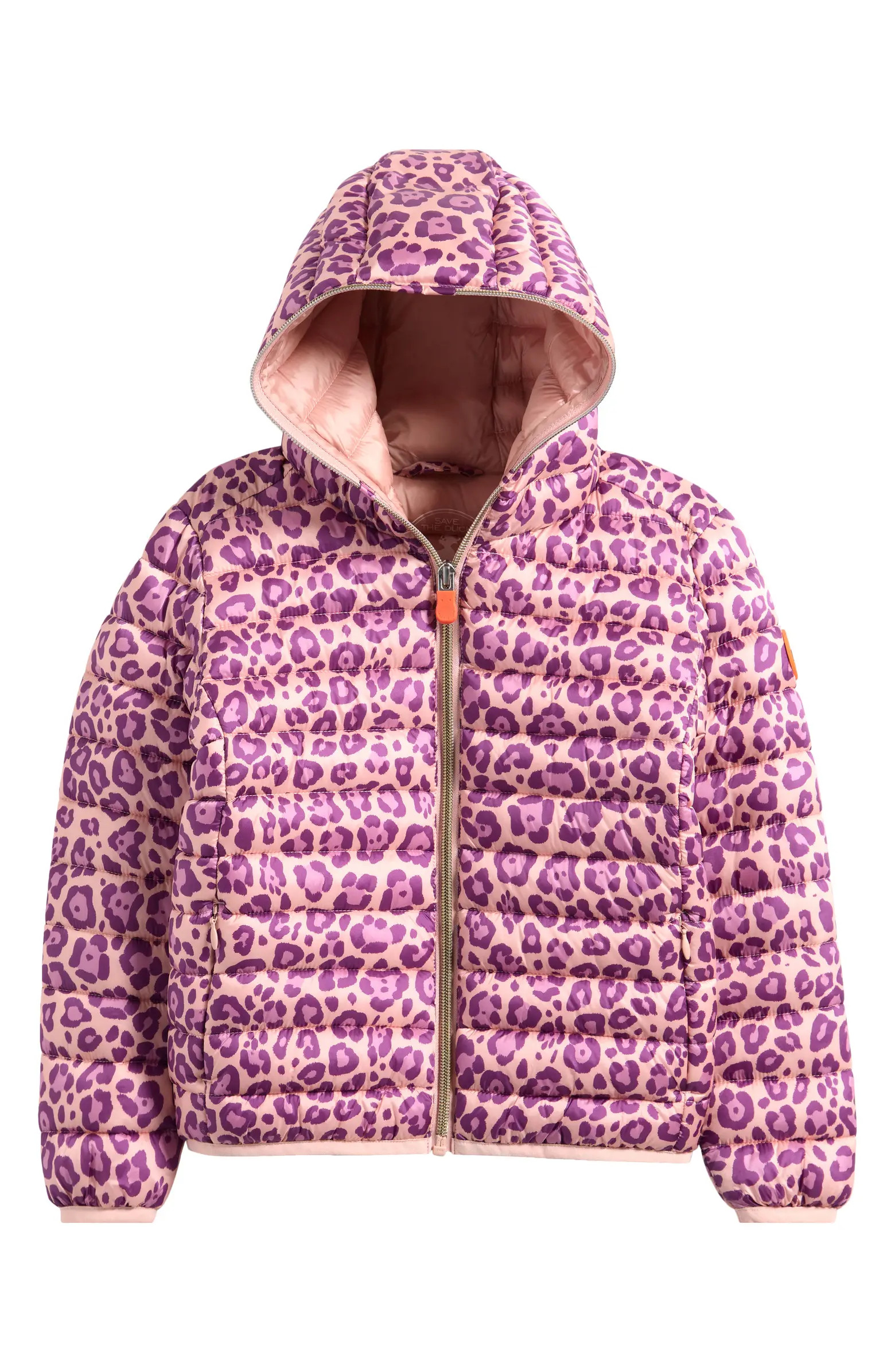 Save The Duck Kids' Leopard Print Hooded Puffer Jacket | Nordstrom | Nordstrom