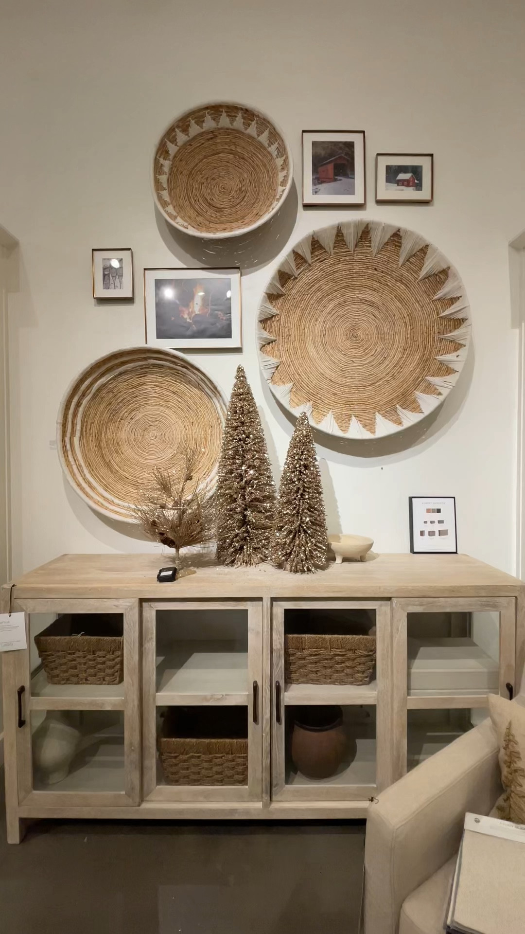 Stunning setup! ✨ The Pottery Barn Aptos 4 Glass Door Sideboard brings classic style to the space, perfectly complemented by the Sunny Handwoven Basket Wall Art. Together, they create a beautifully contemporary look that’s effortlessly stylish and cohesive. Linked both pieces and more for you to shop below! 👇 

#LTKSaleAlert #LTKWatchNow #LTKHome